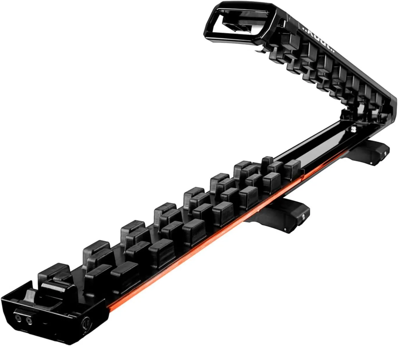 KUAT Grip 4 Durable Universal Car SUV Rooftop Crossbars Mounted Winter Sports Gear Hauling Transportation Slide-Out Locking Clamshell Rack, Fits 6 Skis/4 Snowboards - Gray with Orange Anodize