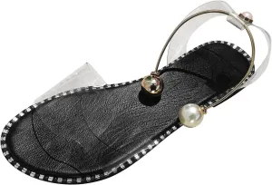 Lady Rhinestone Transparent Strap Slides for Women Open Toe Flat Sandals Casual Slip On Sandals Summer Beach Slippers