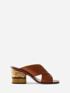 Laia Woven Bamboo Heel Sandal in Tan
