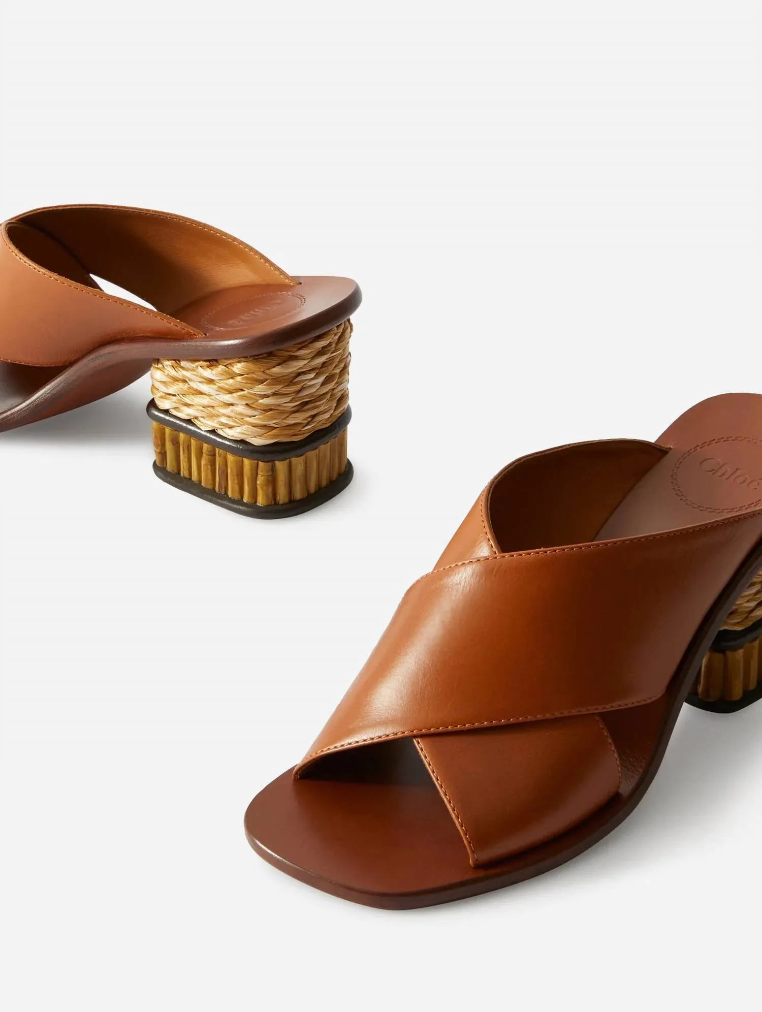 Laia Woven Bamboo Heel Sandal in Tan