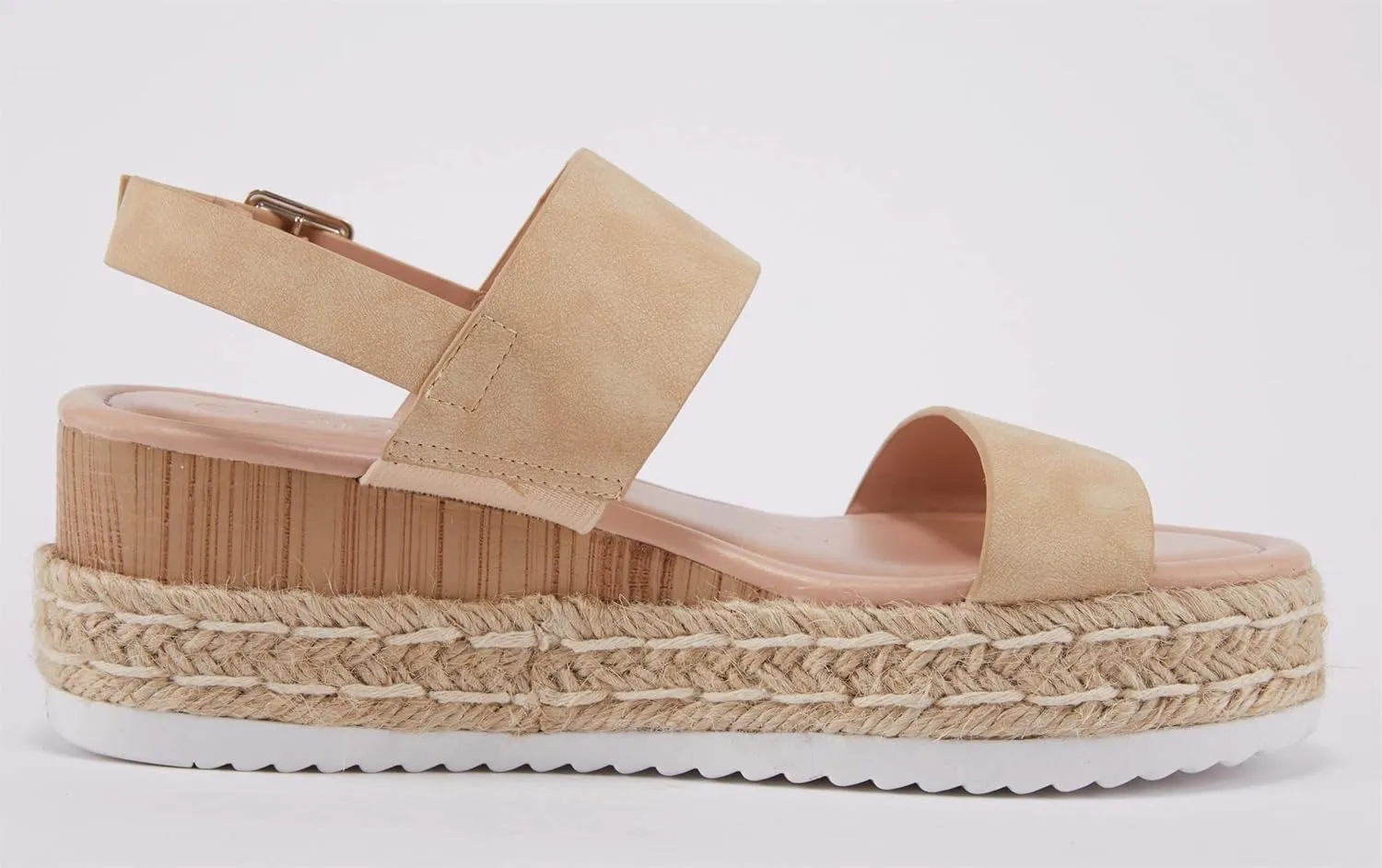 LAICIGO Women’s Open Toe Wedge Platform Espadrilles Ankle Strap Buckle Faux Leather Cork Rubber Summer Sandals