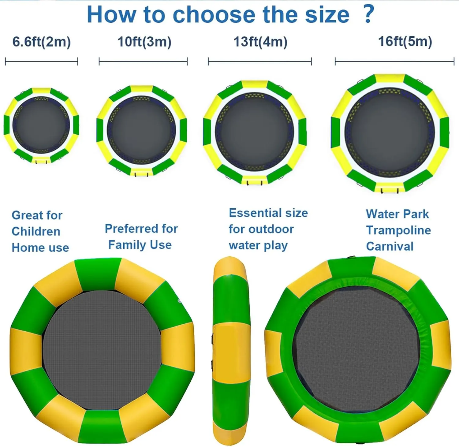 Lake Water Trampoline - for with Slide,Recreational Floating Bouncer Lake-Ideal Bouncing, Jumping, Launching,Summer Toys Water Outdoor Boys Girls Fun