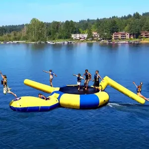 Lakeside Water Trampoline, Adult Inflatable Bouncing Water Trampoline, Lakeside Water Trampoline, Outdoor Water Toys Lakeside Floating Trampoline,16ft