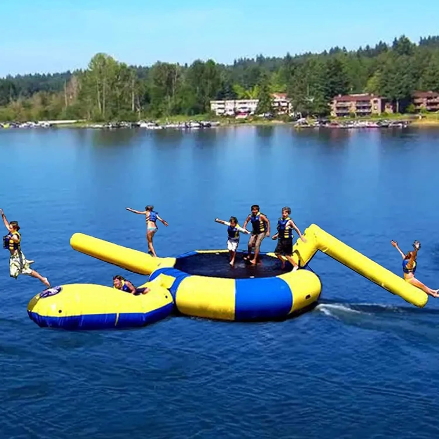Lakeside Water Trampoline, Adult Inflatable Bouncing Water Trampoline, Lakeside Water Trampoline, Outdoor Water Toys Lakeside Floating Trampoline,16ft