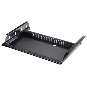 Large Ergonomic Under Desk Keyboard Tray, Computer Keyboard Holder, Sliding Keyboard Platform, Keyboard Slide for Elbow Support, Gray/Black (Black Straight Edge)