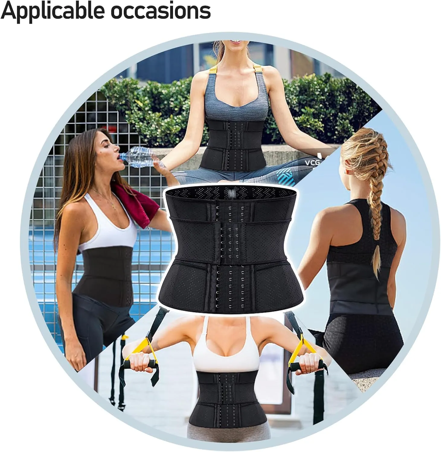 Latex Waist Trainer Corset, Double Control Waist Cincher for Women,Tummy Control Girdle Hourglass Body Shaper