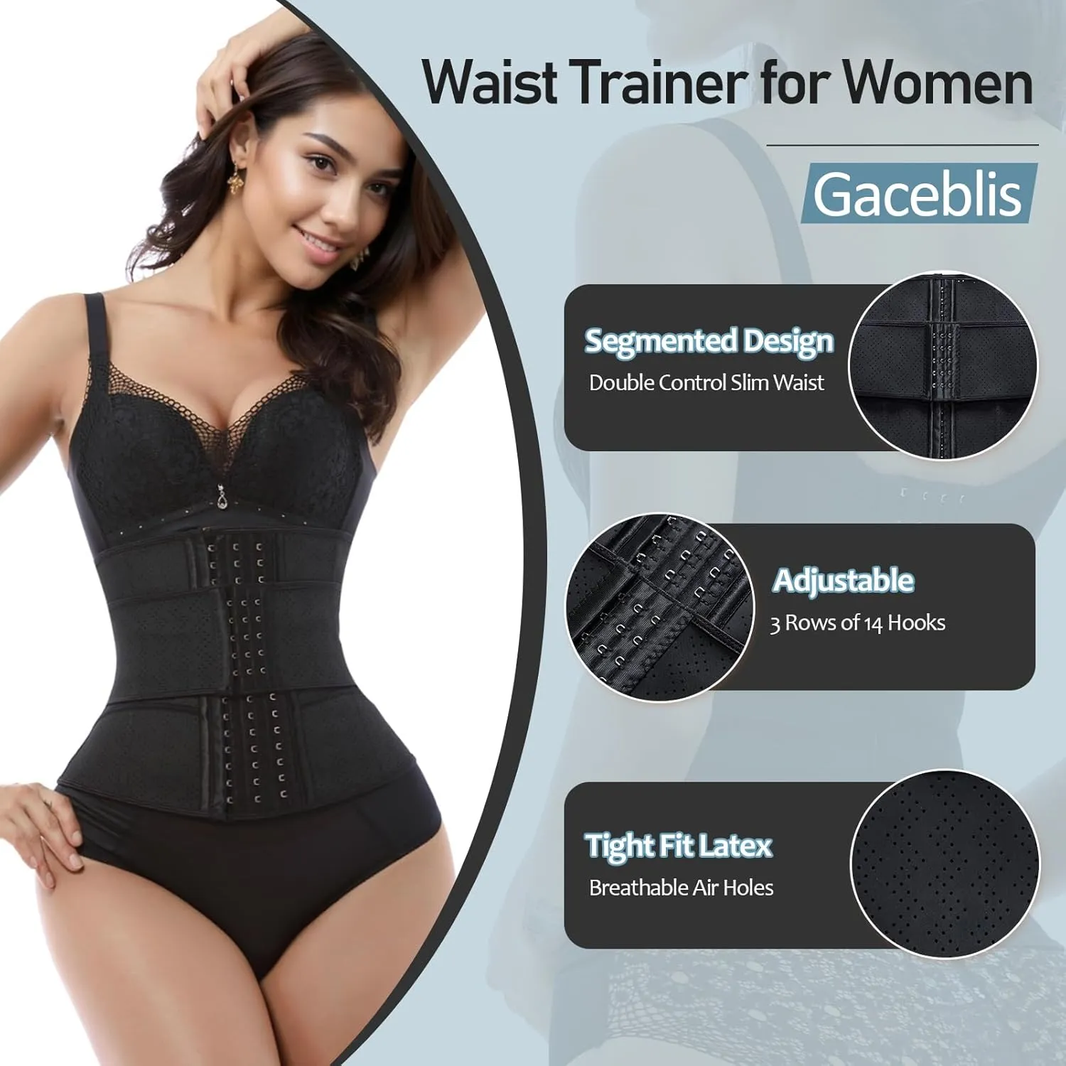 Latex Waist Trainer Corset, Double Control Waist Cincher for Women,Tummy Control Girdle Hourglass Body Shaper