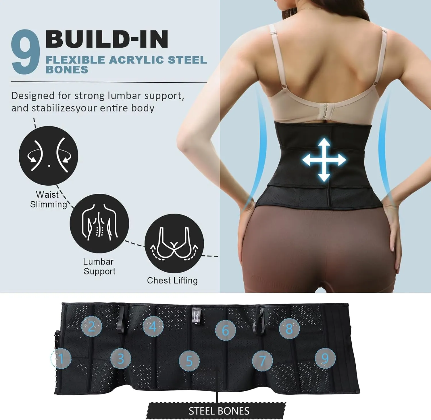 Latex Waist Trainer Corset, Double Control Waist Cincher for Women,Tummy Control Girdle Hourglass Body Shaper