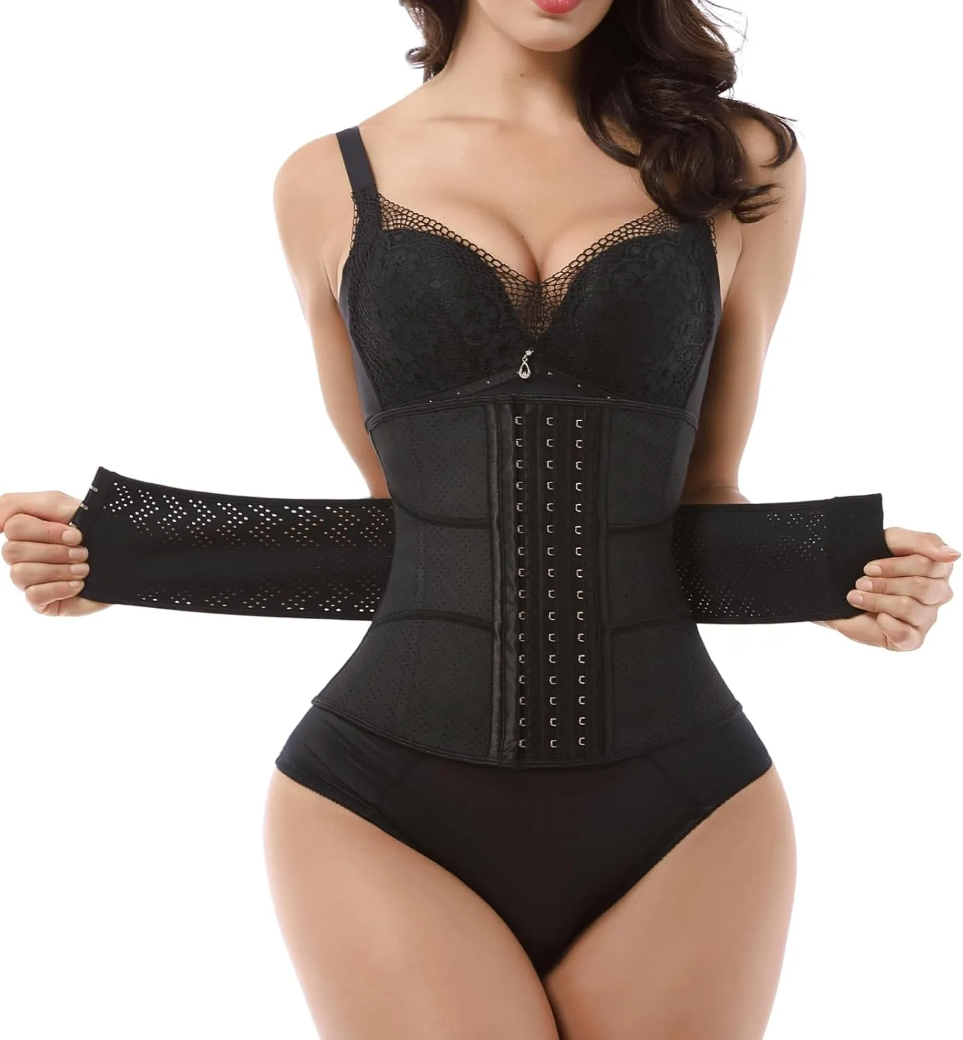 Latex Waist Trainer Corset, Double Control Waist Cincher for Women,Tummy Control Girdle Hourglass Body Shaper