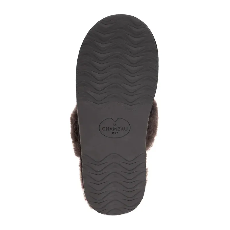Le Chameau Ladies Mule Maison Slippers - Marron Fonce