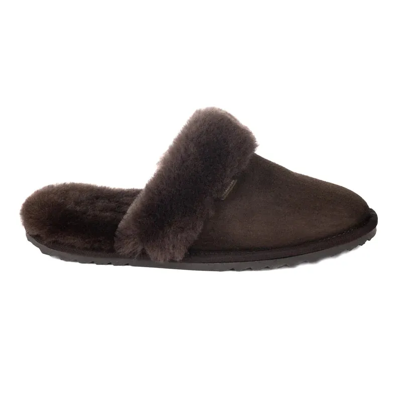 Le Chameau Ladies Mule Maison Slippers - Marron Fonce