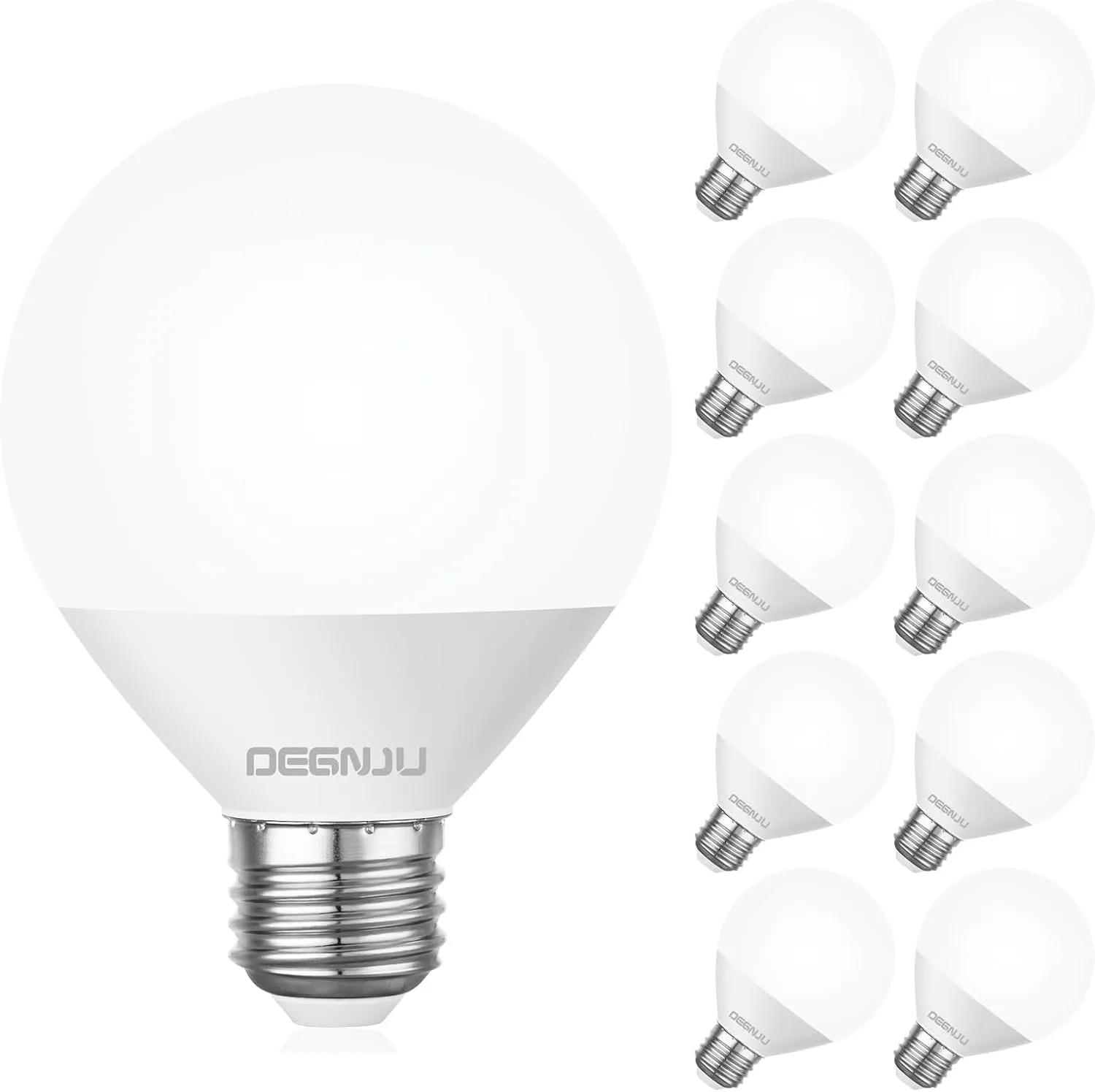 LED Vanity Light Bulbs, 60W Equivalent, Bathroom Light Bulbs 4000K Cool White, 800 Lumens, G25 Globe Bulb for Makeup Mirror, Round Shape, 7W, 120V, Non-Dimmable, 10 Pack