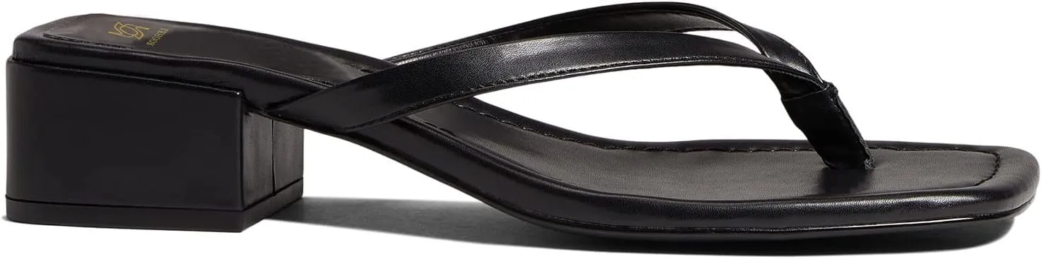 LEHOOR Women Chunky Heel Square Toe Flip Flops Comfort Slip On Heeled Thong Flip Flops 2 Inch Low Block Heel Dress Slippers Sandals Clear T-Strap Work Party Slides Casual Summer Beach Heels 4-11 M US