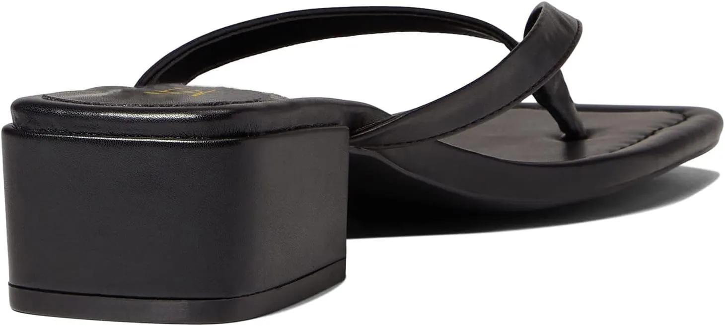 LEHOOR Women Chunky Heel Square Toe Flip Flops Comfort Slip On Heeled Thong Flip Flops 2 Inch Low Block Heel Dress Slippers Sandals Clear T-Strap Work Party Slides Casual Summer Beach Heels 4-11 M US