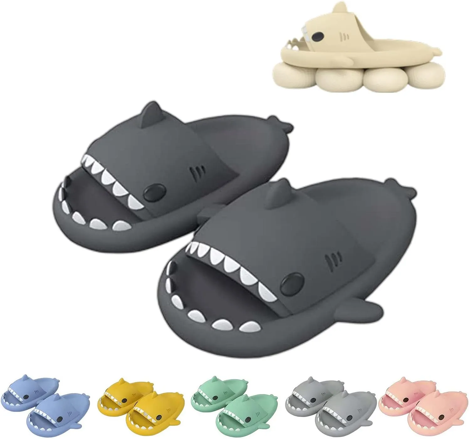 LELEBEAR Sharklas Originales Kids, Sharky Chanclas,Kids Shark Slides,Summer Cloud Shark Slippers Non-Slip Open Toe Sandals