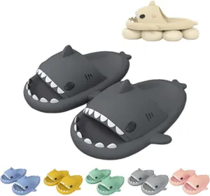 LELEBEAR Sharklas Originales Kids, Sharky Chanclas,Kids Shark Slides,Summer Cloud Shark Slippers Non-Slip Open Toe Sandals