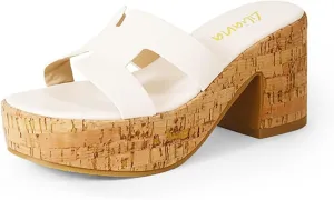 Liliana Women's Chunky heel Slip On Platform Heeled Sandals