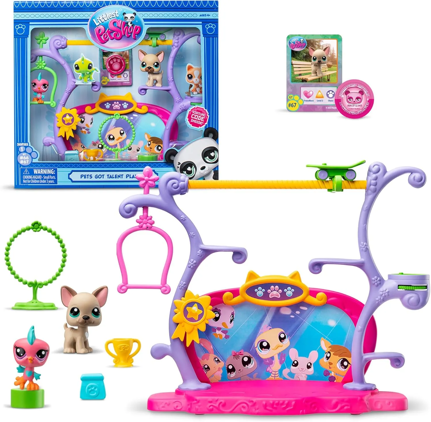 Littlest Pet Shop, Pets Got Talent Play Set - Gen 7, Pets #67 & #66, Authentic LPS Bobble Head Figure, Collectible Imagination Toy Animal, Kidults, Girls, Boys, Kids, Tweens Ages 4 