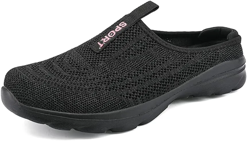LLTMALL Women's Lightweight Closed Toe Slippers Slip-on Backless Sneakers Mesh Mule Shoes