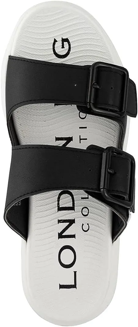 LONDON FOG Womens Neeta Comfort Platform Sandal Womens Sandal Slip On Sandal With Buckles