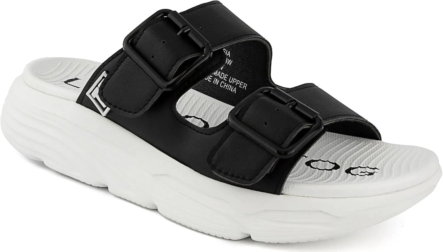 LONDON FOG Womens Neeta Comfort Platform Sandal Womens Sandal Slip On Sandal With Buckles