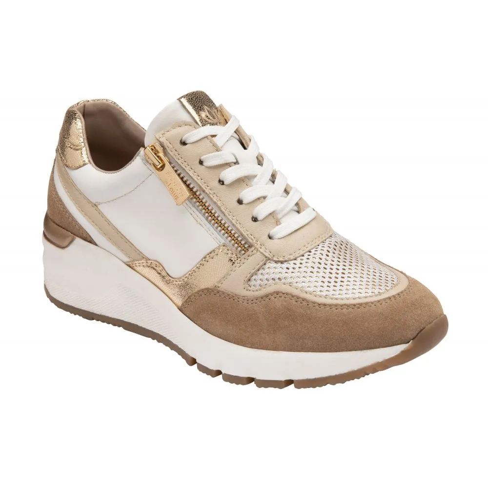 Lotus Ladies Sammie White & Natural Stressless Wedge Trainers