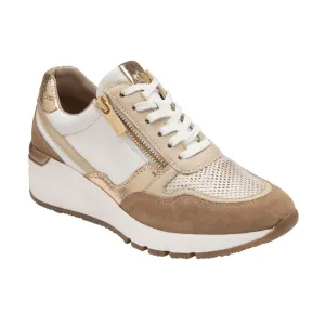 Lotus Ladies Sammie White & Natural Stressless Wedge Trainers