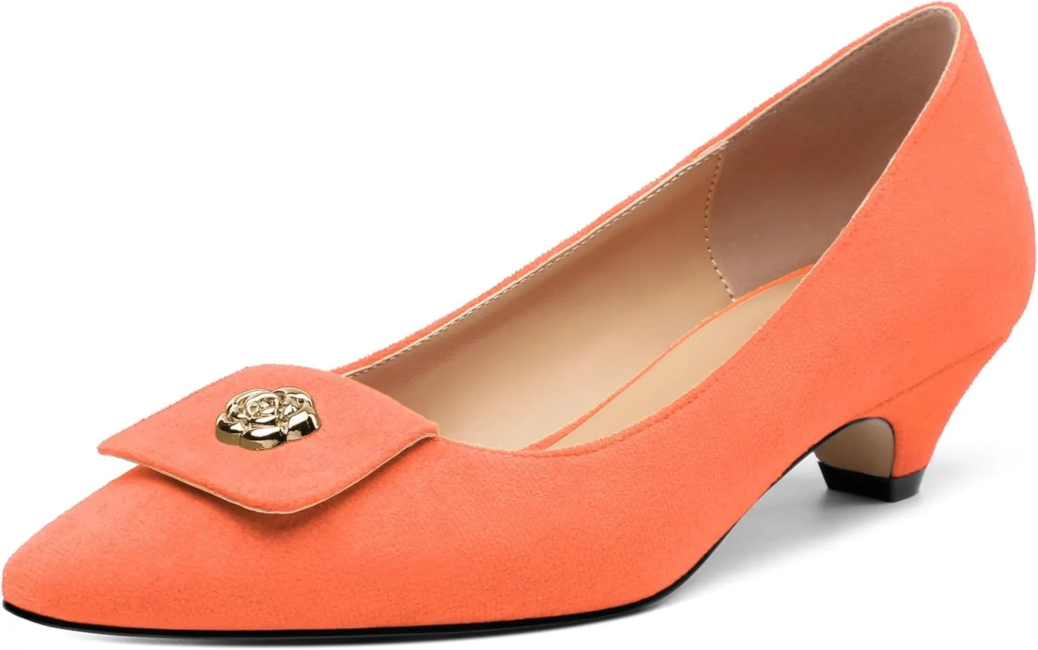Low Heel Kitten Heel Shoes for Women. The Small Square Shaped Toe Cap is Classic and Fashionable, and They are Suitable for Various Occasions. 1.4 inches
