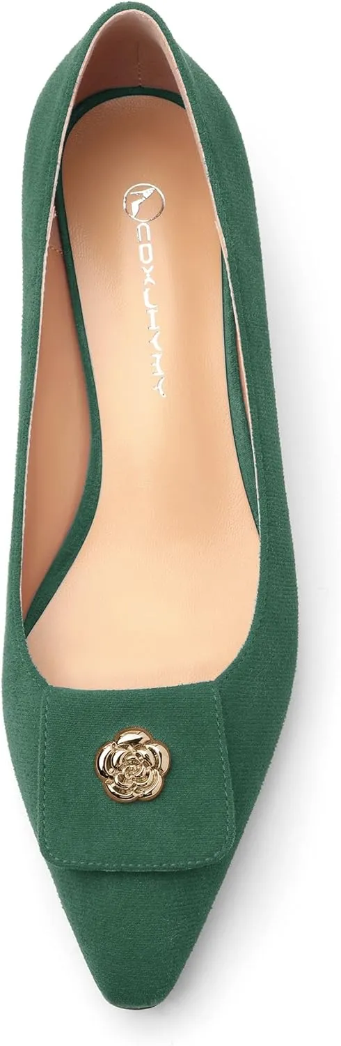 Low Heel Kitten Heel Shoes for Women. The Small Square Shaped Toe Cap is Classic and Fashionable, and They are Suitable for Various Occasions. 1.4 inches