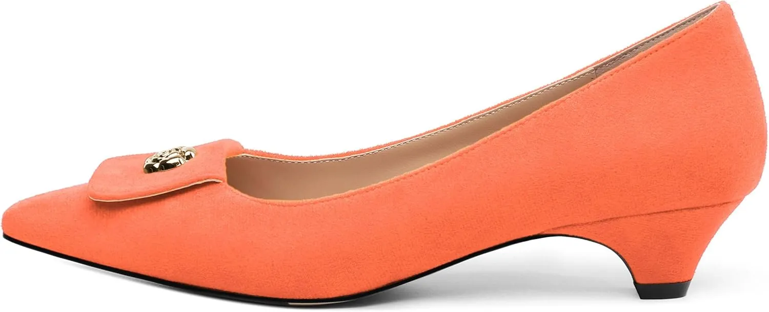 Low Heel Kitten Heel Shoes for Women. The Small Square Shaped Toe Cap is Classic and Fashionable, and They are Suitable for Various Occasions. 1.4 inches
