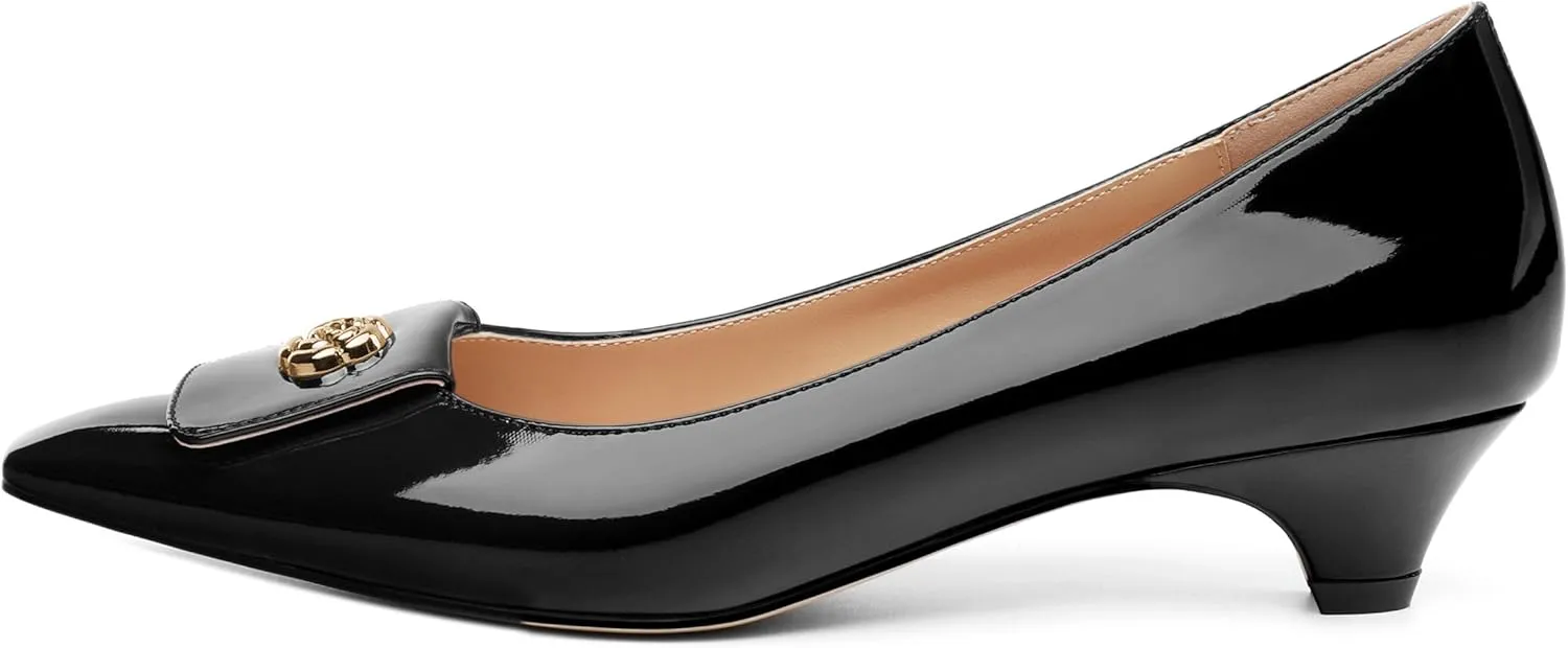Low Heel Kitten Heel Shoes for Women. The Small Square Shaped Toe Cap is Classic and Fashionable, and They are Suitable for Various Occasions. 1.4 inches