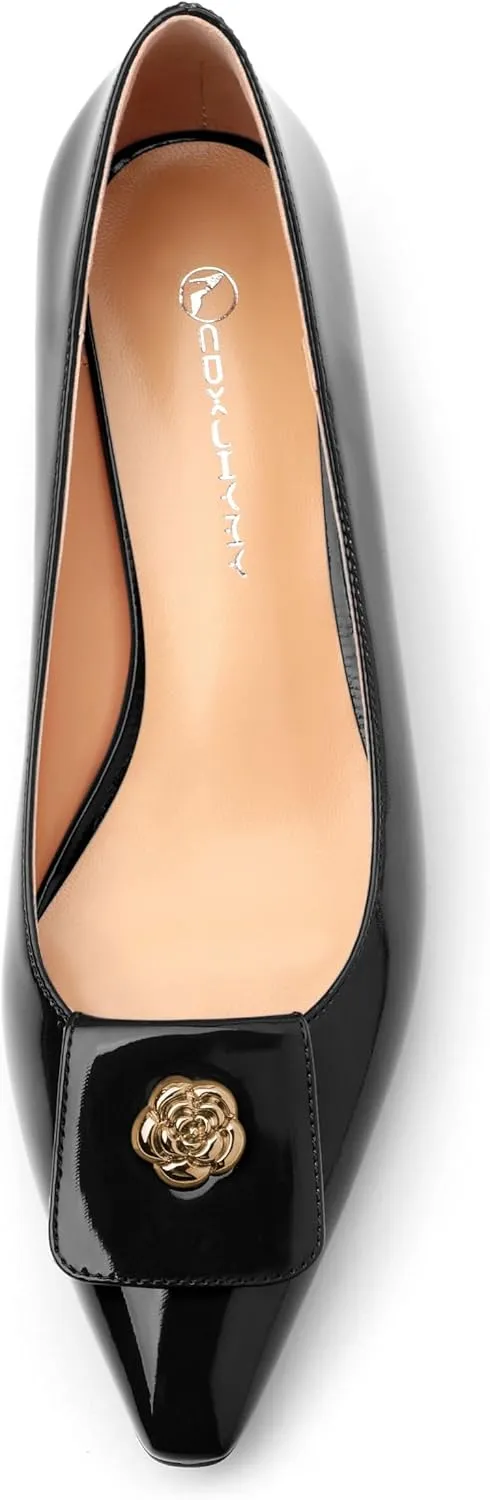 Low Heel Kitten Heel Shoes for Women. The Small Square Shaped Toe Cap is Classic and Fashionable, and They are Suitable for Various Occasions. 1.4 inches