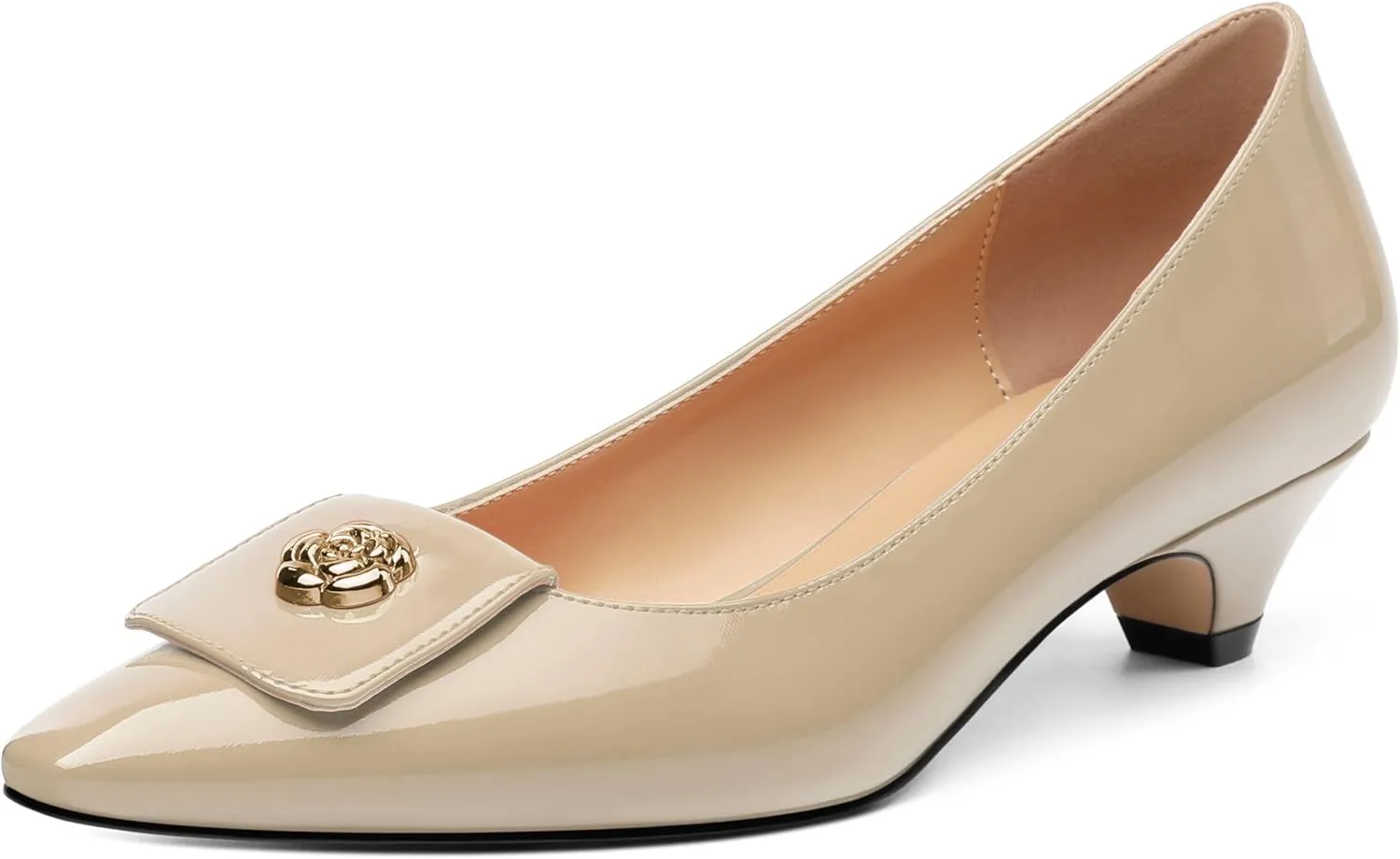 Low Heel Kitten Heel Shoes for Women. The Small Square Shaped Toe Cap is Classic and Fashionable, and They are Suitable for Various Occasions. 1.4 inches