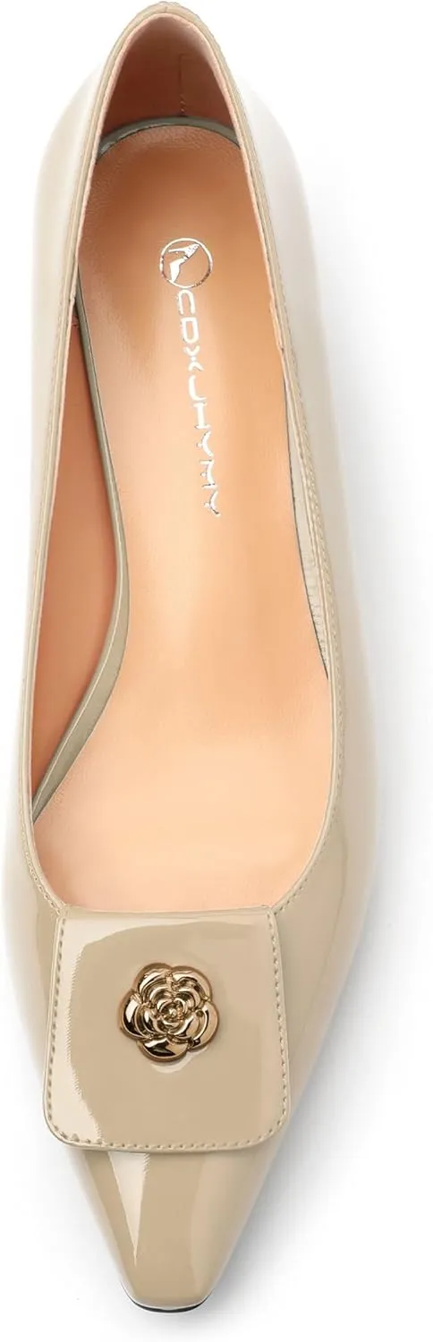 Low Heel Kitten Heel Shoes for Women. The Small Square Shaped Toe Cap is Classic and Fashionable, and They are Suitable for Various Occasions. 1.4 inches