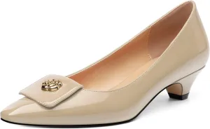 Low Heel Kitten Heel Shoes for Women. The Small Square Shaped Toe Cap is Classic and Fashionable, and They are Suitable for Various Occasions. 1.4 inches