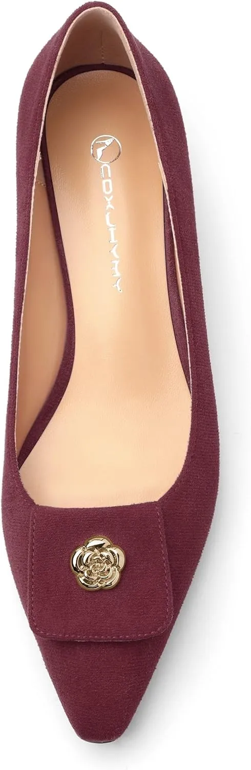 Low Heel Kitten Heel Shoes for Women. The Small Square Shaped Toe Cap is Classic and Fashionable, and They are Suitable for Various Occasions. 1.4 inches