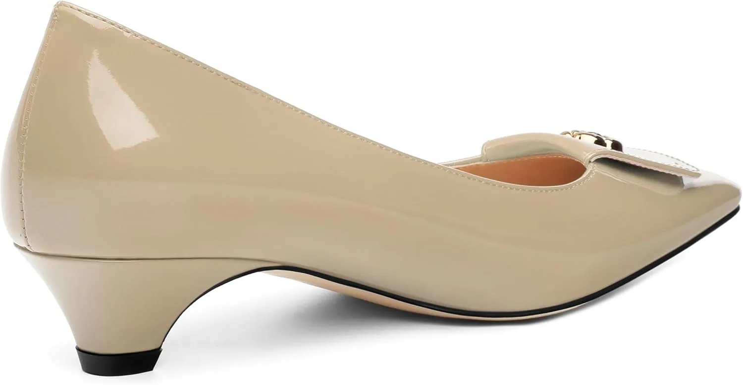 Low Heel Kitten Heel Shoes for Women. The Small Square Shaped Toe Cap is Classic and Fashionable, and They are Suitable for Various Occasions. 1.4 inches