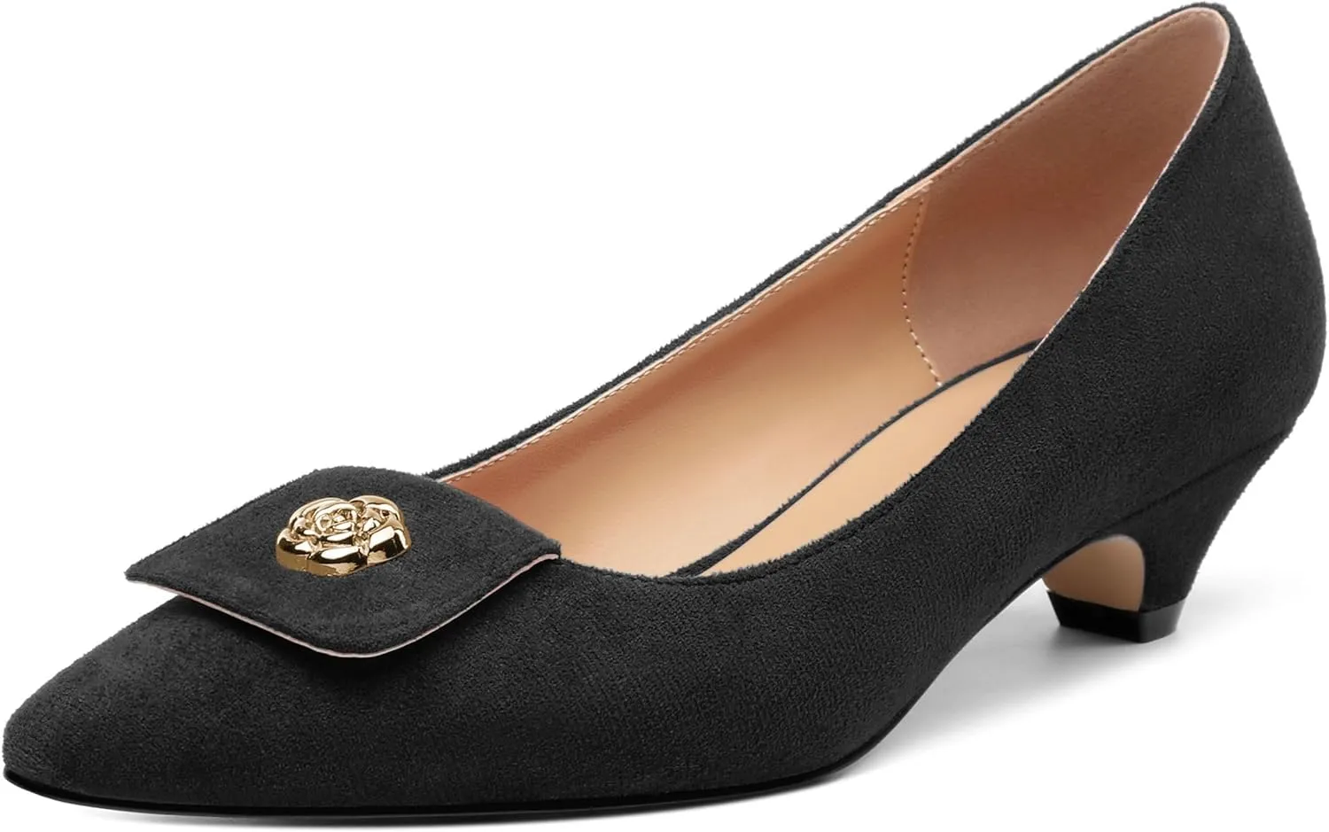 Low Heel Kitten Heel Shoes for Women. The Small Square Shaped Toe Cap is Classic and Fashionable, and They are Suitable for Various Occasions. 1.4 inches