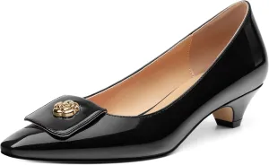 Low Heel Kitten Heel Shoes for Women. The Small Square Shaped Toe Cap is Classic and Fashionable, and They are Suitable for Various Occasions. 1.4 inches