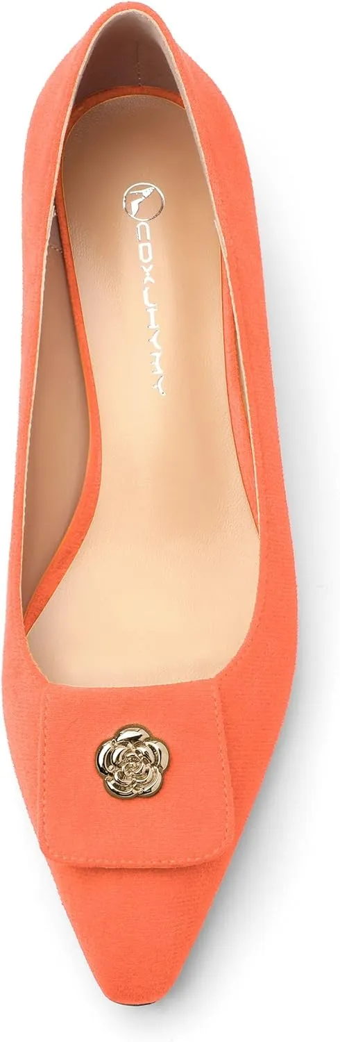 Low Heel Kitten Heel Shoes for Women. The Small Square Shaped Toe Cap is Classic and Fashionable, and They are Suitable for Various Occasions. 1.4 inches