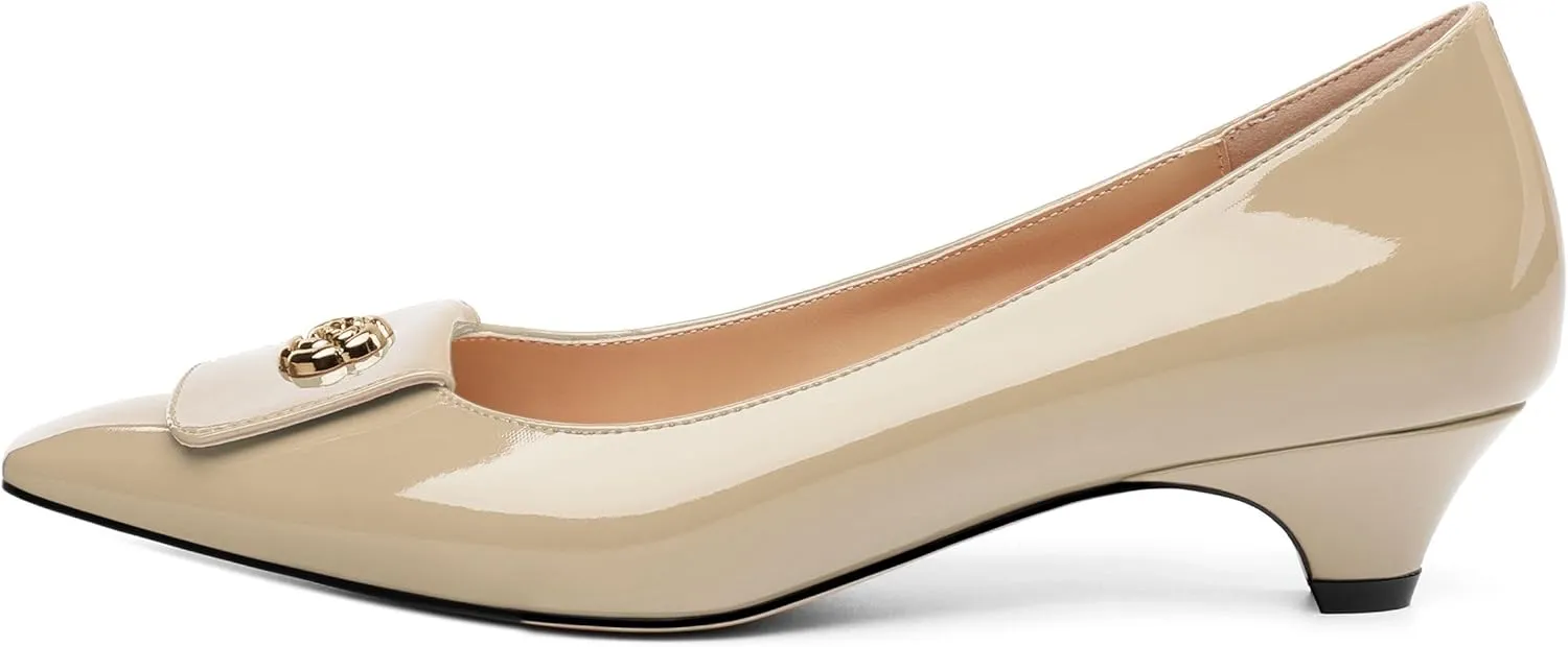 Low Heel Kitten Heel Shoes for Women. The Small Square Shaped Toe Cap is Classic and Fashionable, and They are Suitable for Various Occasions. 1.4 inches