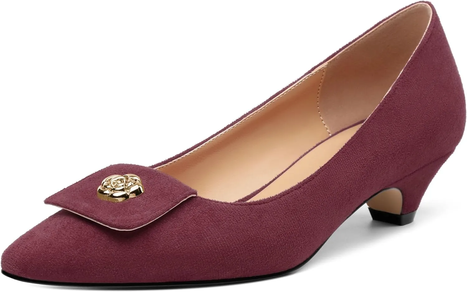 Low Heel Kitten Heel Shoes for Women. The Small Square Shaped Toe Cap is Classic and Fashionable, and They are Suitable for Various Occasions. 1.4 inches