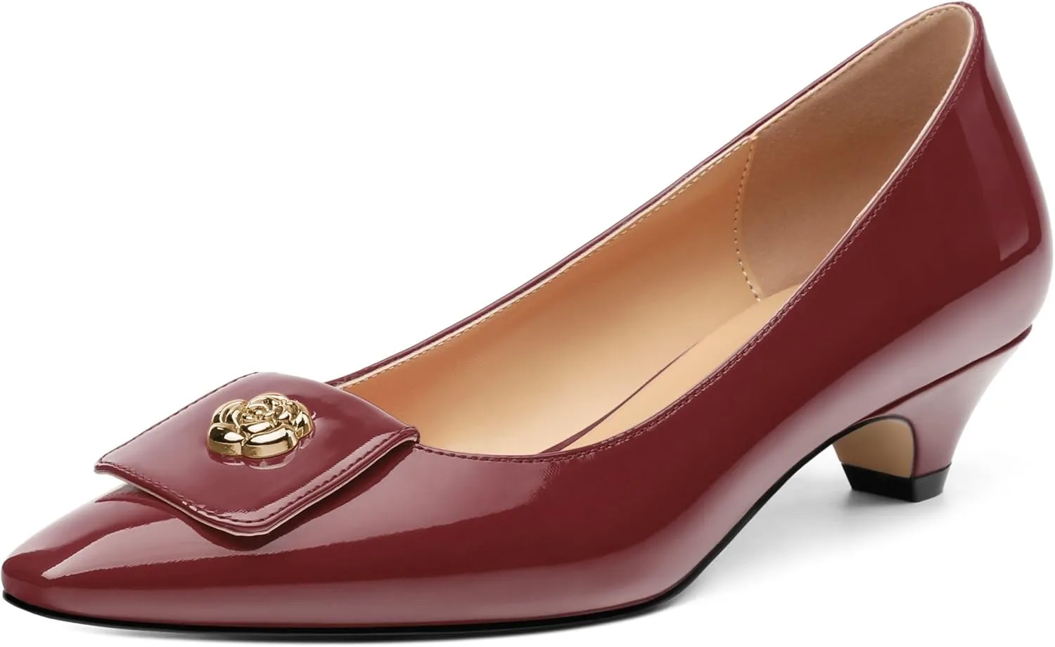 Low Heel Kitten Heel Shoes for Women. The Small Square Shaped Toe Cap is Classic and Fashionable, and They are Suitable for Various Occasions. 1.4 inches