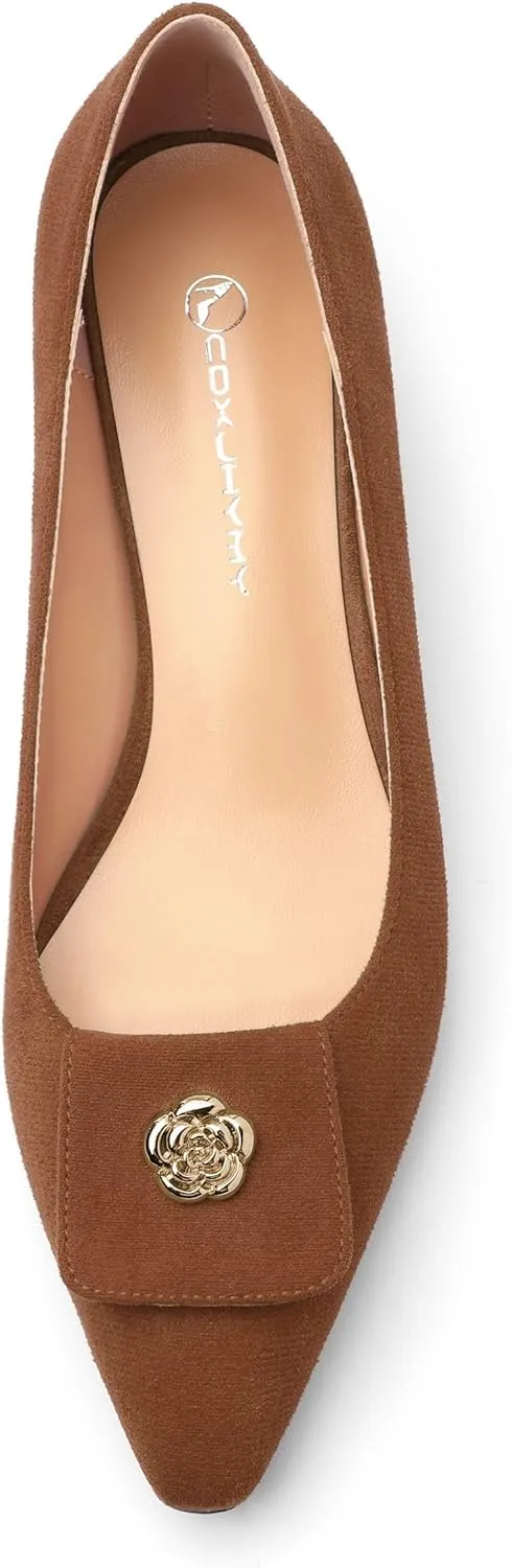 Low Heel Kitten Heel Shoes for Women. The Small Square Shaped Toe Cap is Classic and Fashionable, and They are Suitable for Various Occasions. 1.4 inches