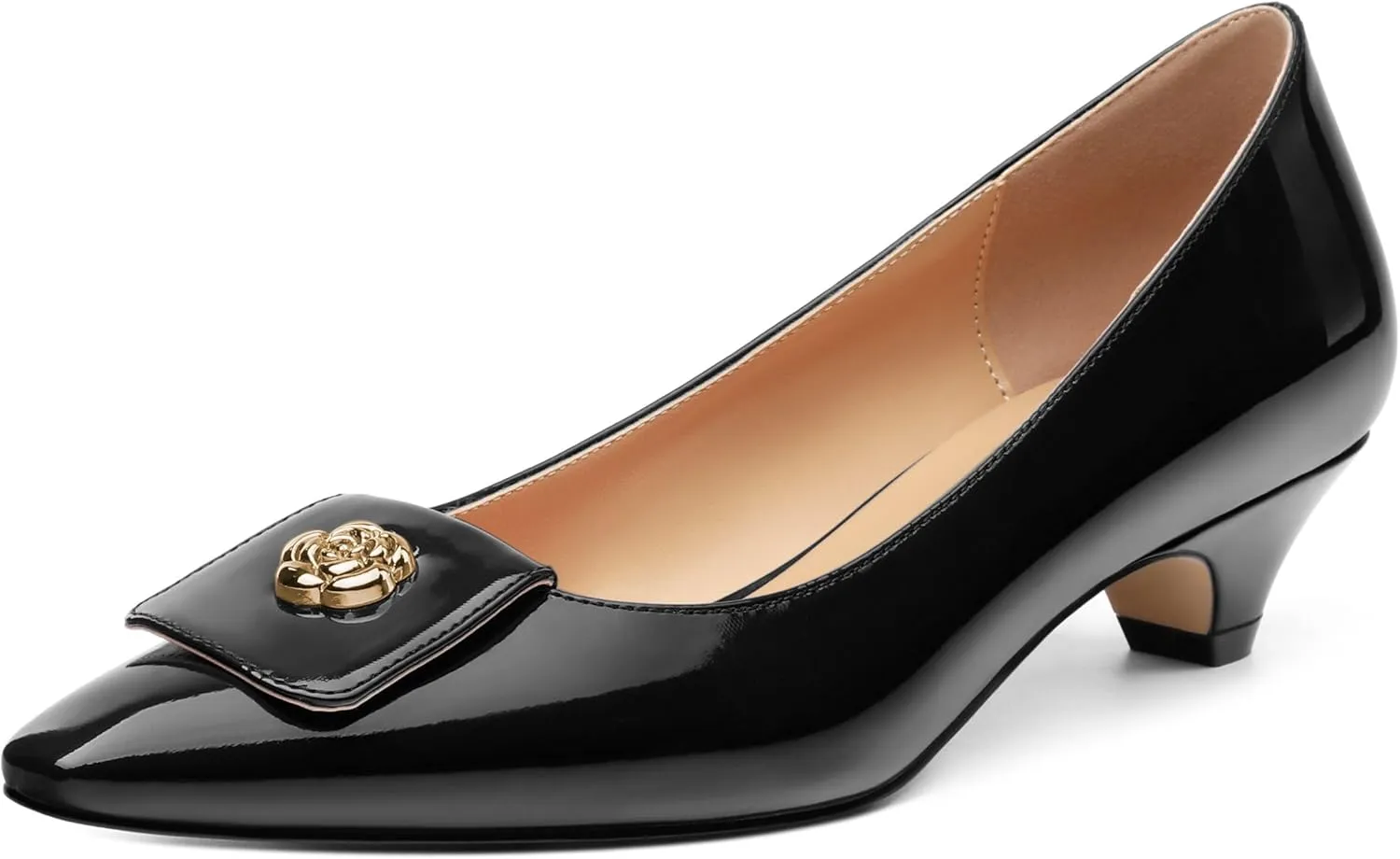 Low Heel Kitten Heel Shoes for Women. The Small Square Shaped Toe Cap is Classic and Fashionable, and They are Suitable for Various Occasions. 1.4 inches