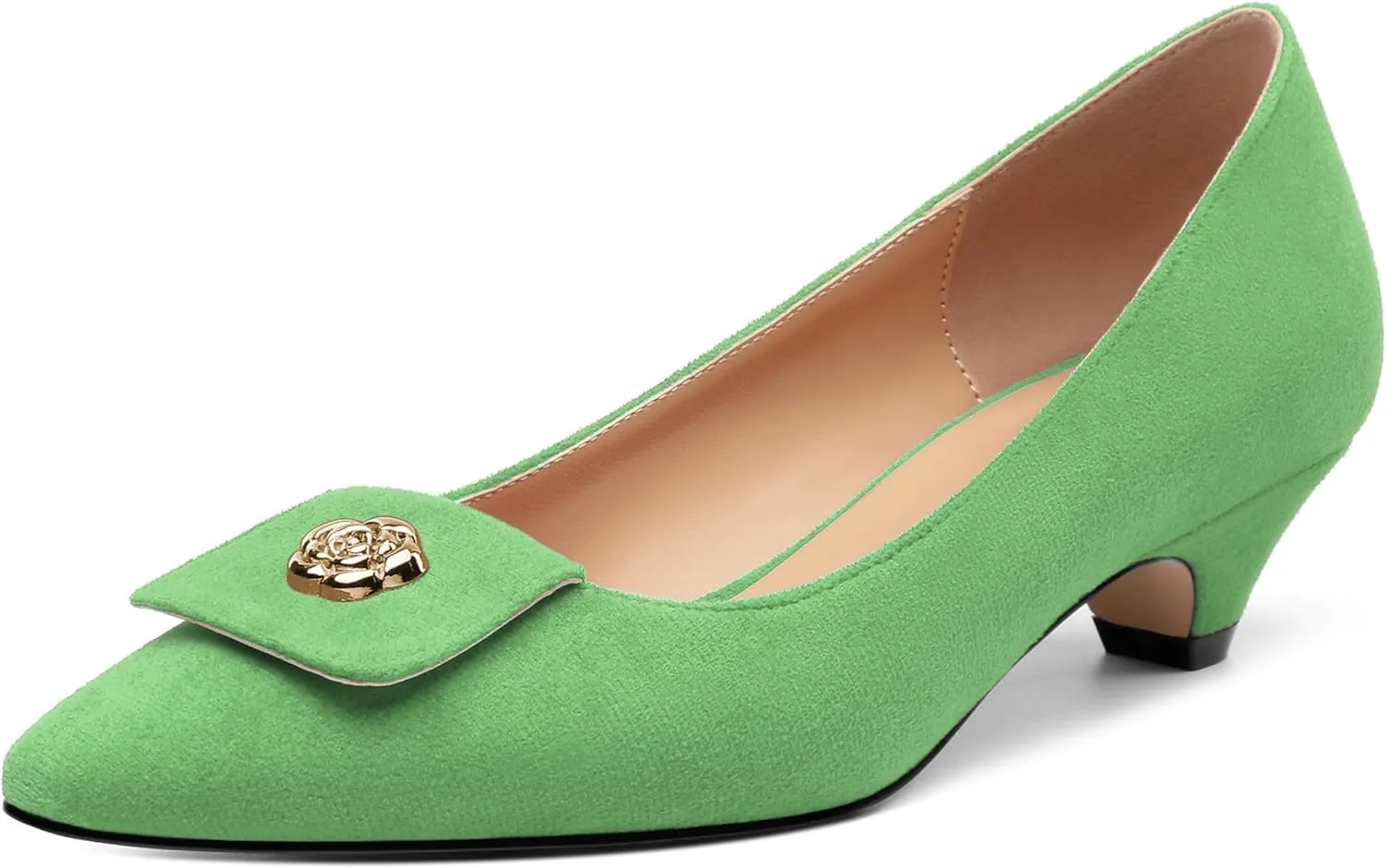 Low Heel Kitten Heel Shoes for Women. The Small Square Shaped Toe Cap is Classic and Fashionable, and They are Suitable for Various Occasions. 1.4 inches