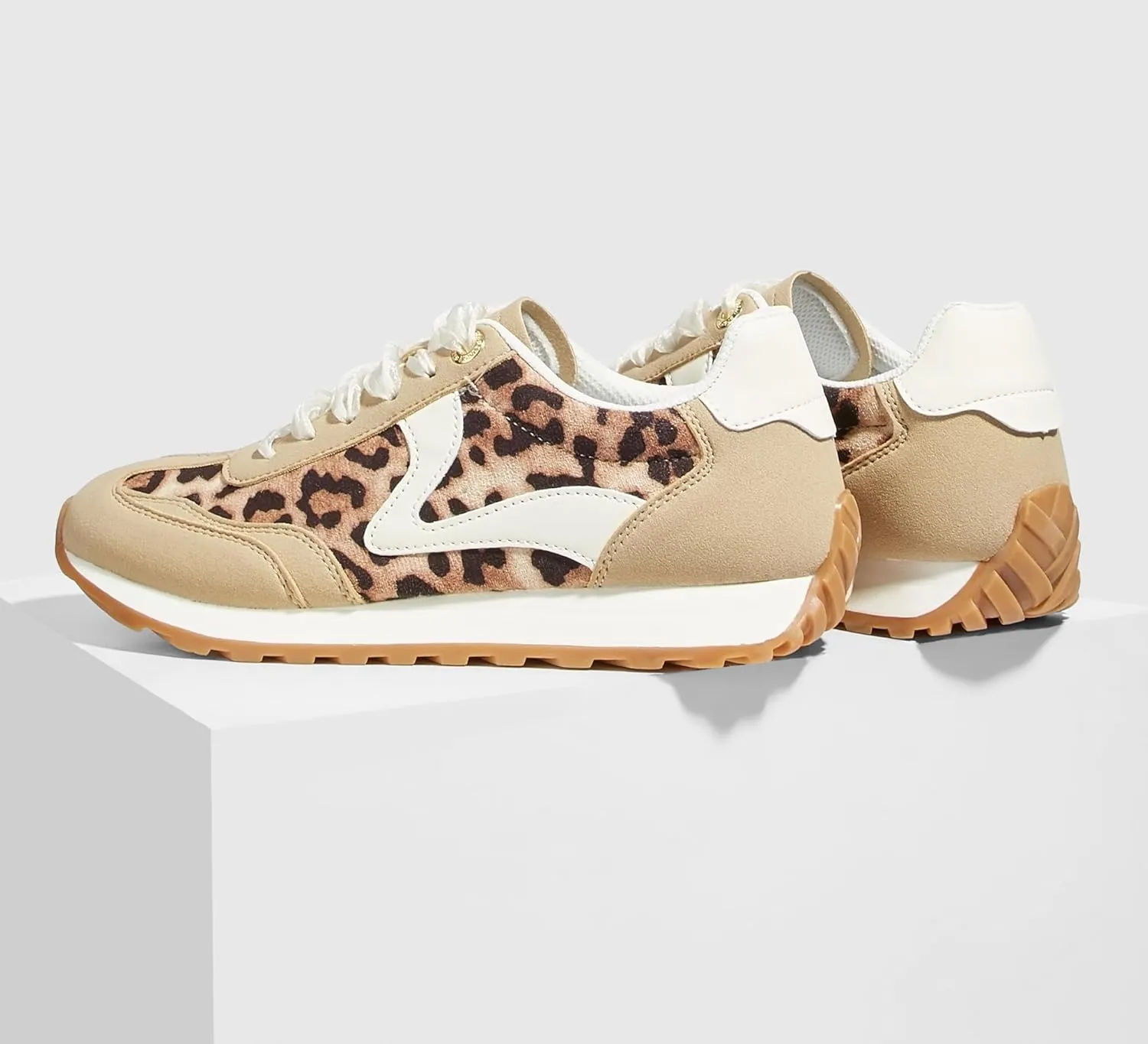 LUCKY STEP Women's Fashion Casual Running Trainer Ballet Gum Rubber Sole Organza Lace Up Walking Shoes Platform Retro Sneakers