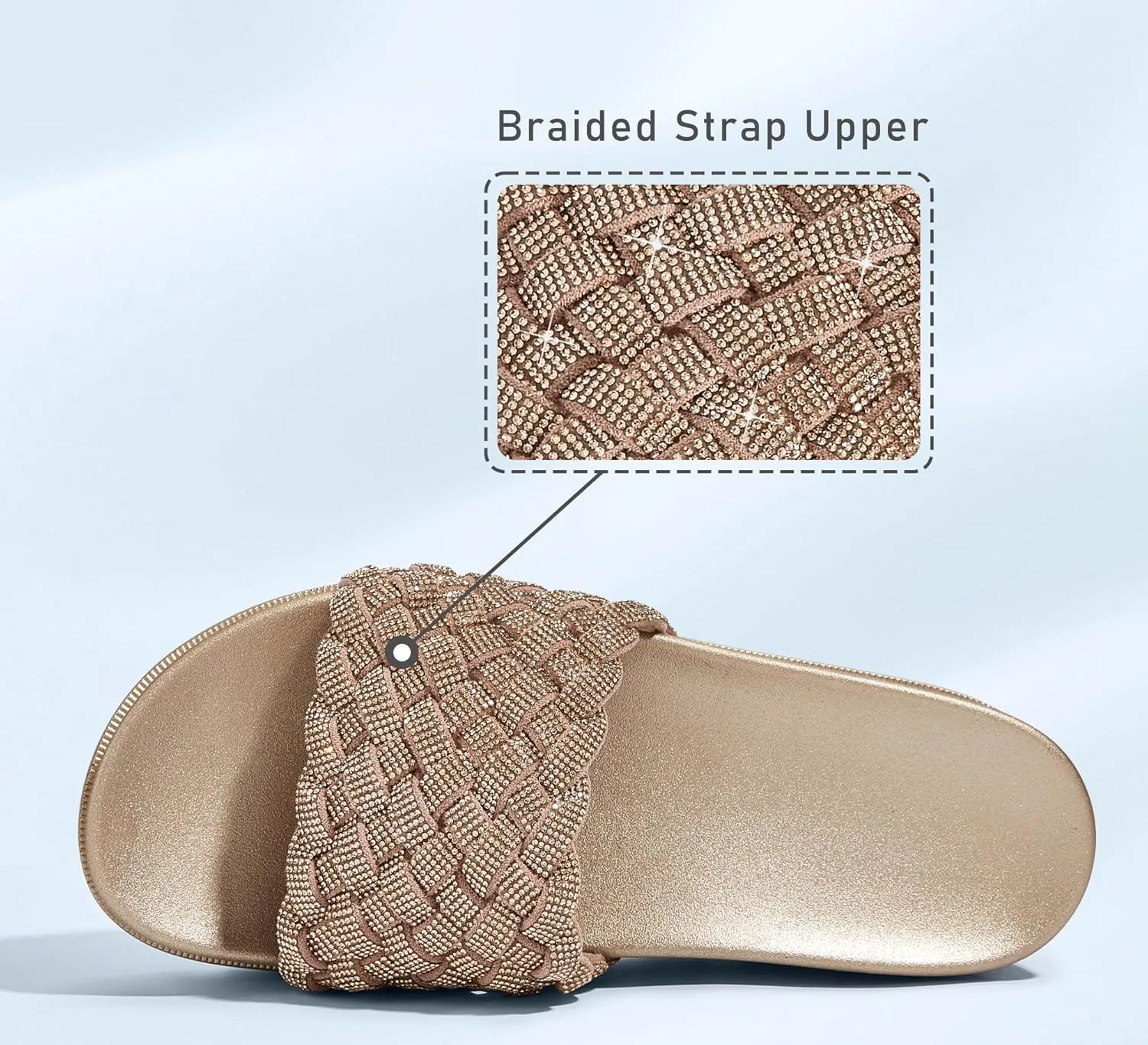 LUCKY STEP Women's Platform Sandals Braided Strap Flatform Slide Open Toe Casual Summer Beach Outdoor Wedge Woven Belt Slipper