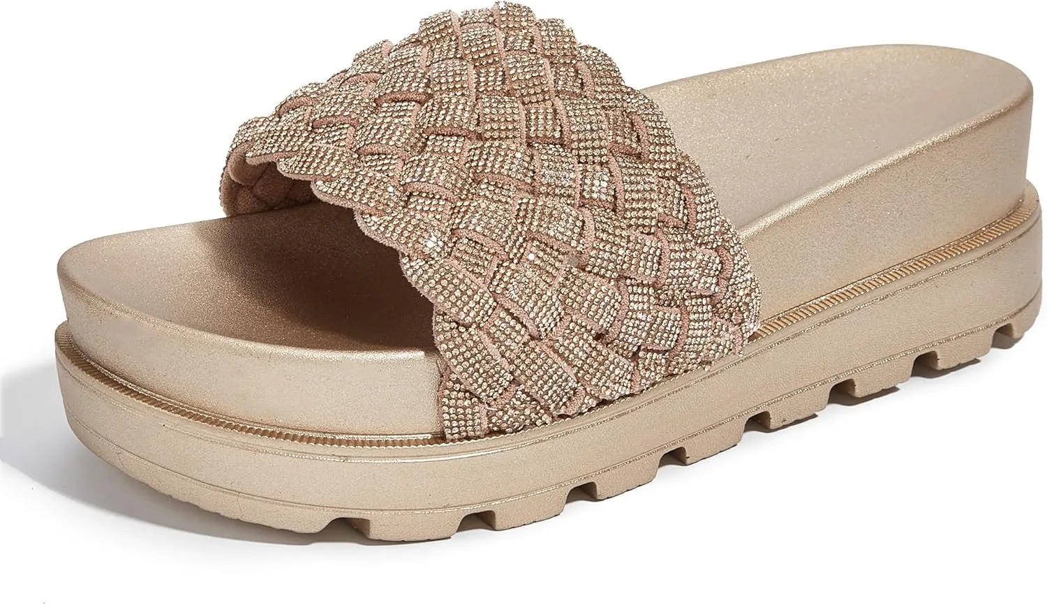 LUCKY STEP Women's Platform Sandals Braided Strap Flatform Slide Open Toe Casual Summer Beach Outdoor Wedge Woven Belt Slipper