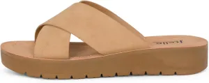 Lucy - Womens Slip On Slide Criss Cross Fashion Platform Open Toe Comfort Sandals
